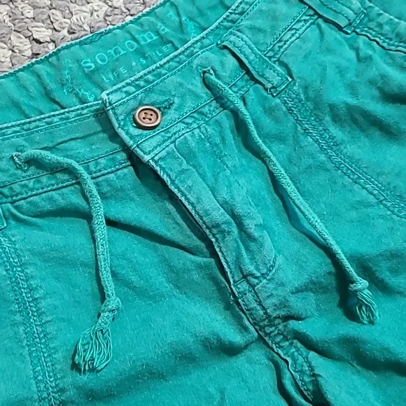 Sonoma Linen Blend Women's Teal Shorts Sz 6 - Picture 3 of 11